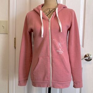 AK Starfish Co. dusty pink full zip hoodie sweatshirt drawstring hood GUC size S